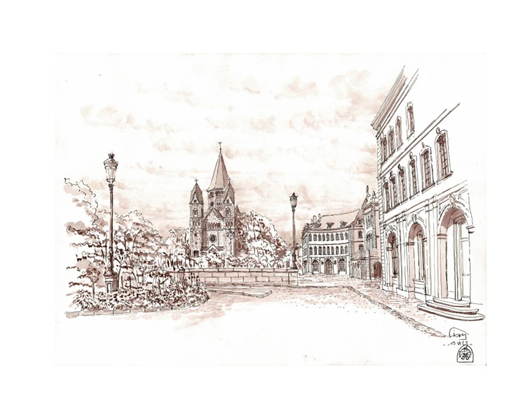 Metz – Le Temple Neuf depuis le Théâtre de Martine Fioletti — FioMa