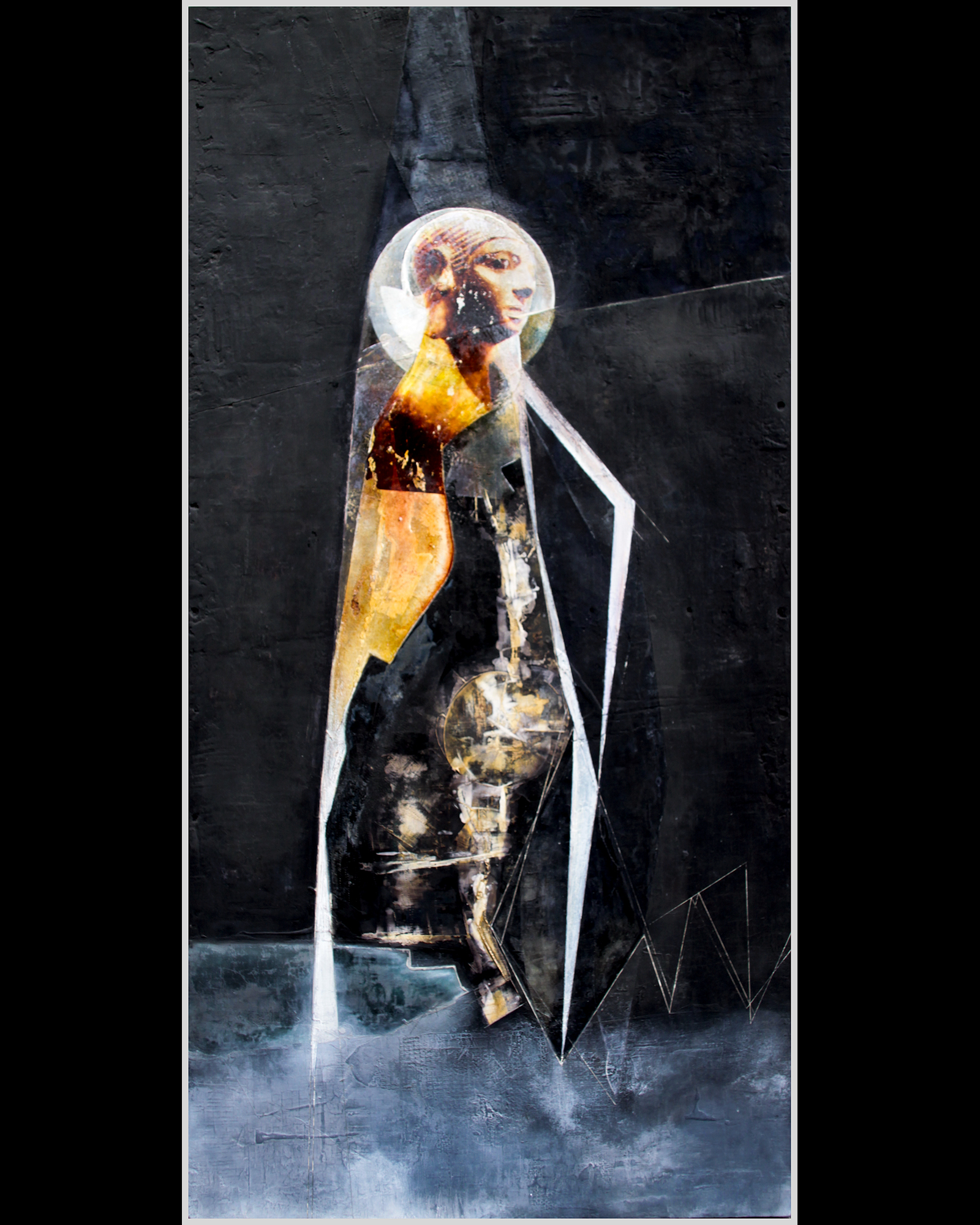 ÊTRE : Techniques mixtes sur bois ; 120cm x 60cm — Stéphane Alfonsi – Le Scriptogrâmme